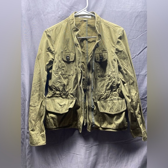 LOFT Army Green Utility Military Cargo Jacket Women’s Size M GORPCORE - Picture 4 of 9